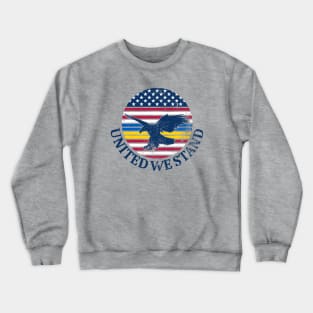 Ukraine and American Flag with Eagle, United we Stand Crewneck Sweatshirt